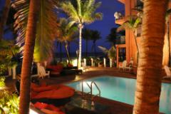 NIK 0816  Pool at night Hotel "The Sandpiper"